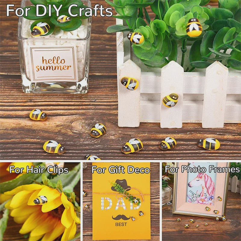 100x Houten Mini Bij Decoratie Accessoires - Zelfklevend & DIY Knutselmateriaal