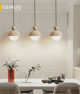 Natuurstenen Hanglamp Geel Travertin - Sfeervolle Verlichting voor Woonkamer, Slaapkamer & Restaurant