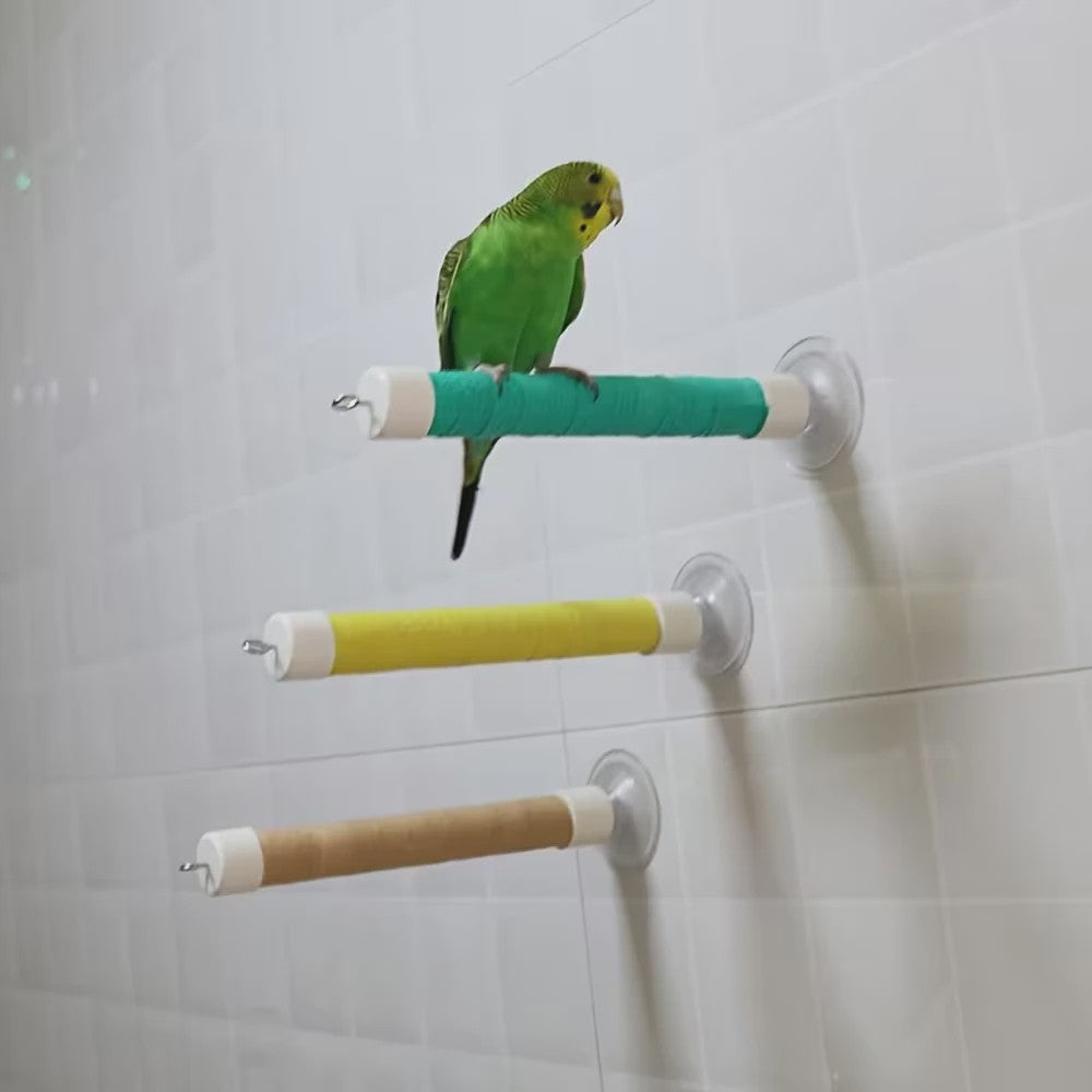 Zuignap Vogel Zitstok voor Ramen & Spiegels - Draagbaar Speelgoed voor Papegaaien & Parkieten