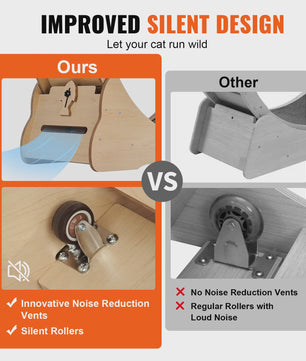 Houten Katten Loopwiel XL - Grote Kattenmolen voor Binnen met Afneembaar Tapijt & Kattenhengel
