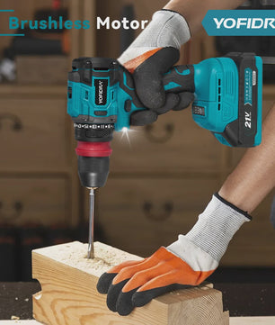 YOFIDRA 21V Brushless Accuboormachine - 10mm Klopboorfunctie, 24 Versnellingen