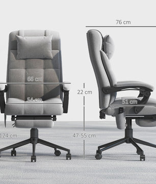 Ergonomische bureaustoel met massage, verwarming en voetensteun - Grijs