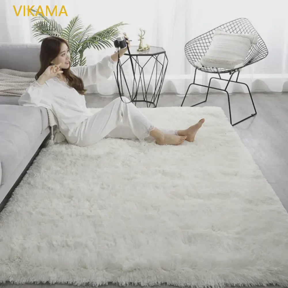 VIKAMA Luxe Pluche Vloerkleed - Zacht & Sfeervol voor Slaapkamer en Woonkamer