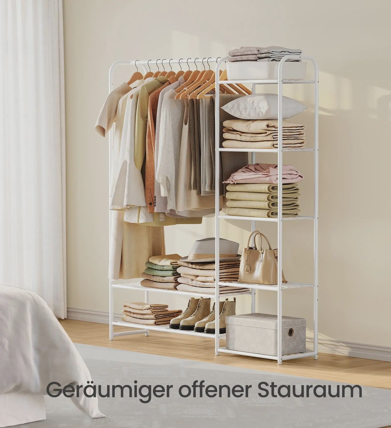 Open Kledingrek met Planken - Metaal - 29x112x158.4 cm - Zwart