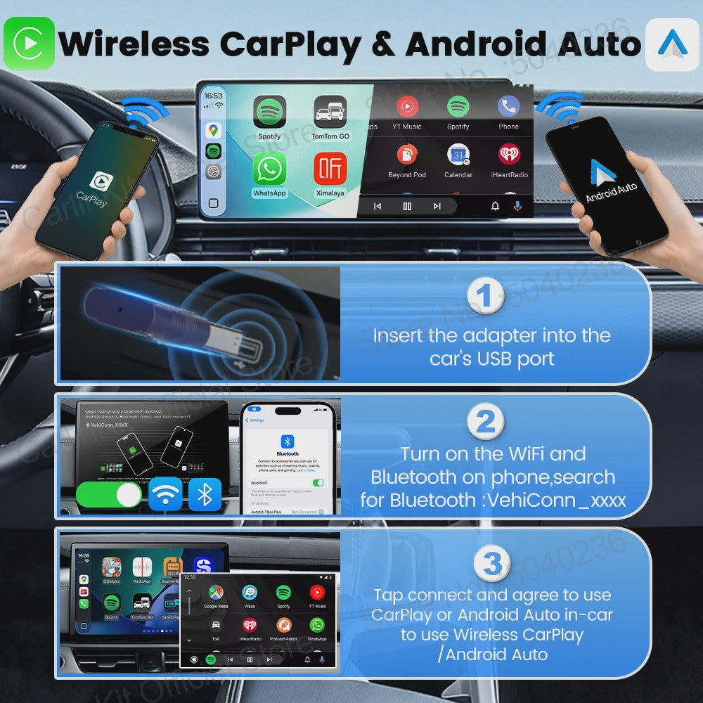 CarlinKit 5.0 Mini Ultra Draadloze Adapter voor Android Auto & CarPlay
