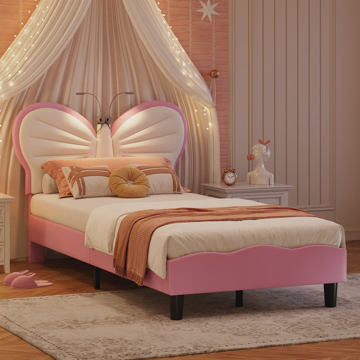 Anajqaqia Kinderbed met Vlinder Design, 90x200cm, Inclusief Nachtlampje