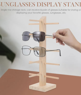 Houten Brillen Display Standaard - 5 Lagen Opbergrek voor Zonnebrillen en Optische Brillen