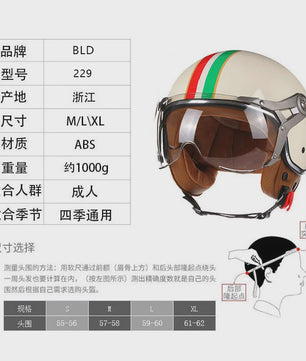 Retro Open Face Motorhelm 3/4 Vintage Chopper Scooter Helm - DOT Goedgekeurd