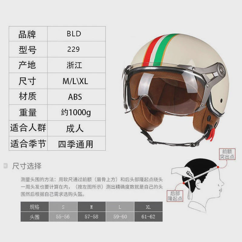 Retro Open Face Motorhelm 3/4 Vintage Chopper Scooter Helm - DOT Goedgekeurd