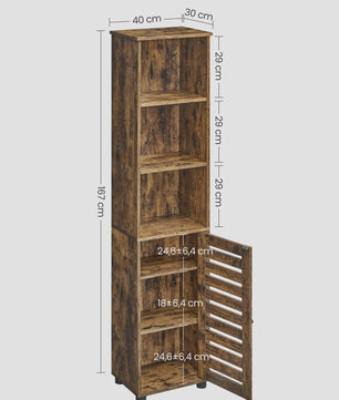 Hoge Badkamerkast met 3 Open Vakken en 2 Verstelbare Planken - Rustiek Houtdesign