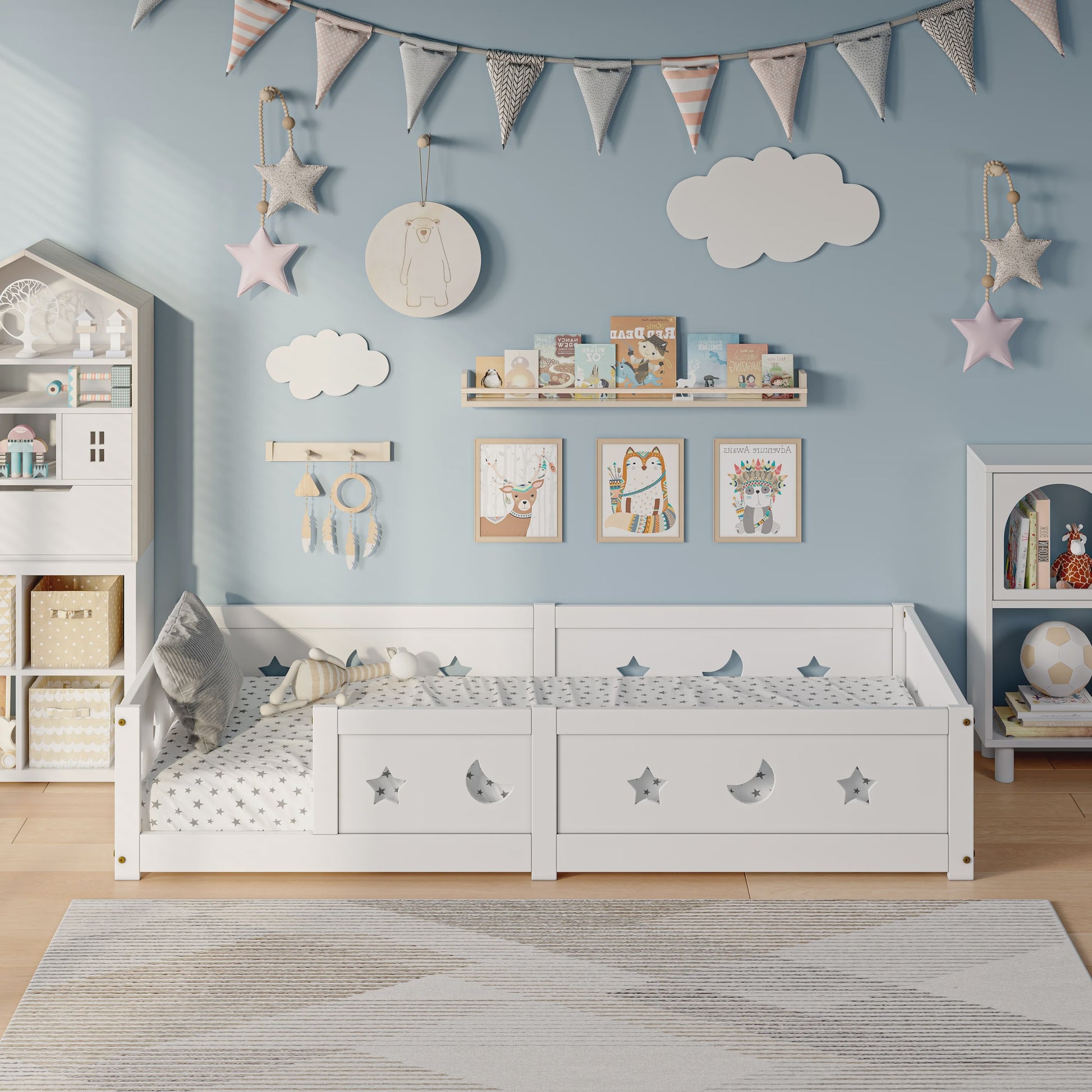 Montessori Houten Kinderbed met Valbeveiliging - Scandinavisch Design - Veilig Peuterbed