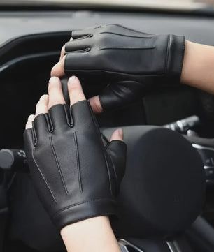 Vingerloze PU Lederen Handschoenen met Anti-slip Laag - Ideaal voor Fietsen, Motorrijden & Outdoor Sport