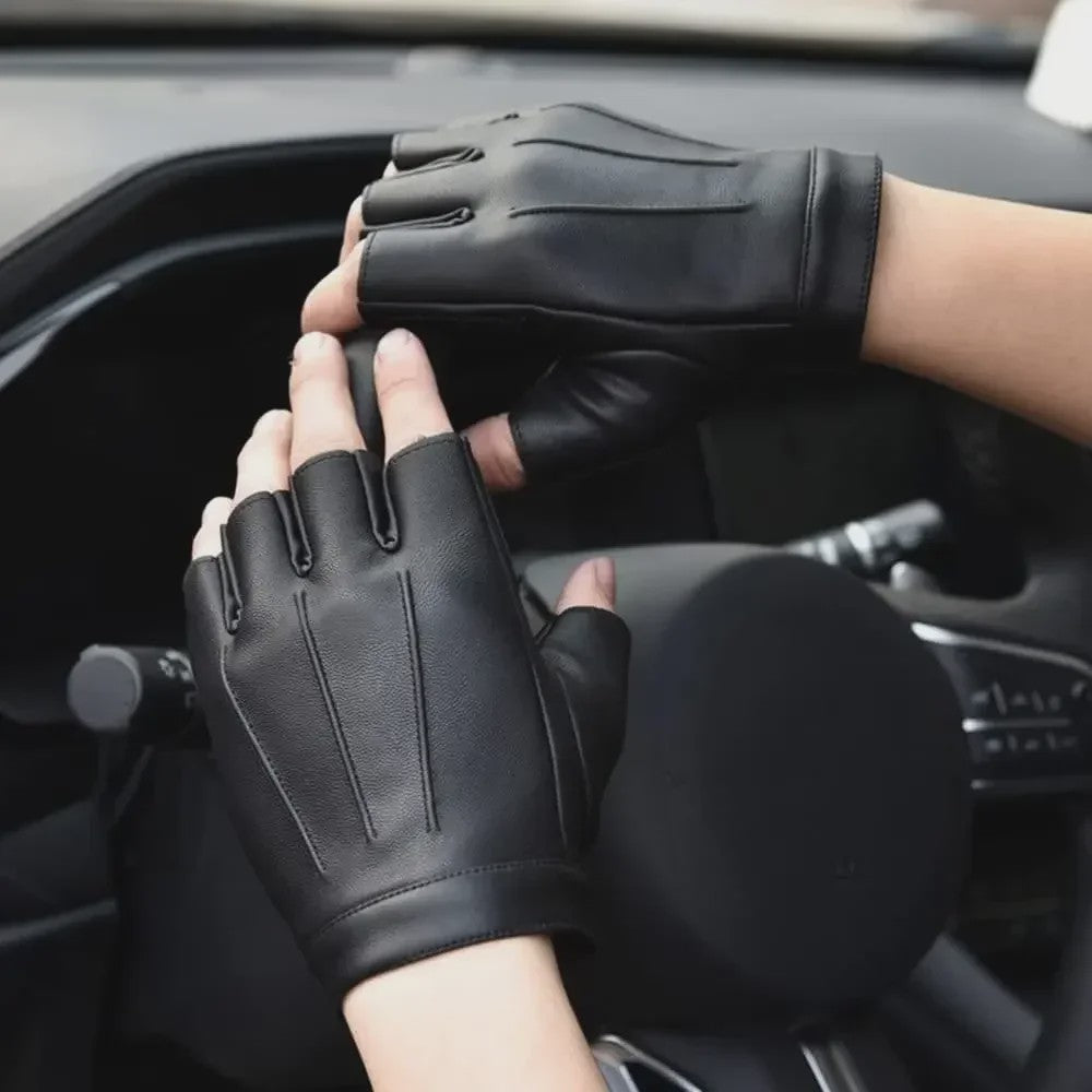Vingerloze PU Lederen Handschoenen met Anti-slip Laag - Ideaal voor Fietsen, Motorrijden & Outdoor Sport