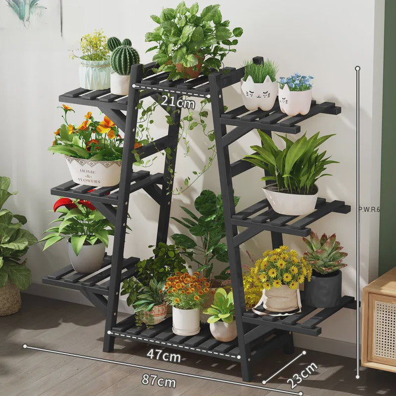 Houten Bloemenstandaard Multi-laags Balkon Plantenrek Woonkamer