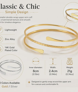 Minimalistische Goudkleurige Bovenarm Armband - Verstelbaar & Statement Juweel voor Dames