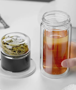 Dubbellaagse Glazen Theefles met Infuser - 420ml - Hittebestendig Borosilicaatglas