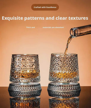 Set van 2 Draaibare Whiskey Glazen met Glazen Voet - Kristal Rum Cocktail Glazen