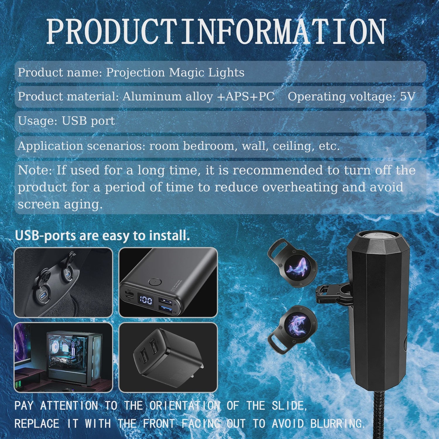 Galaxy Oceaan Projector Lamp - Romantische Sfeer & Nachtlampje met USB