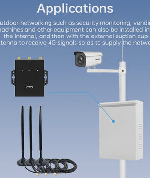 Plery 4G LTE WiFi 6 Router - 300Mbps, 3 Antennet, 32 Apparaten, Industrieel, VPN