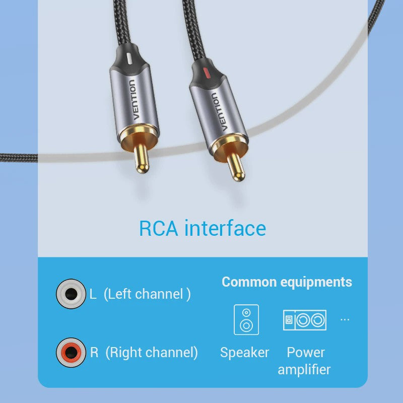 Vention USB-C naar 2x RCA Kabel (Y-Splitter) - 2m - Voor Telefoon, Laptop, Versterker & TV