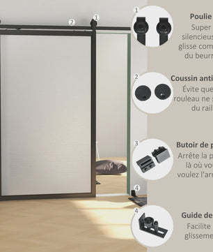 Schuifdeur Hardware Kit - Zonder Boren, J-Hanger, Stille Loop