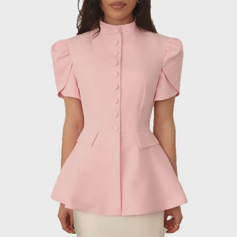 Stijlvolle Dames Blazer Jasje met Opstaande Kraag en Knoopsluiting - Herfst 2025 Mode