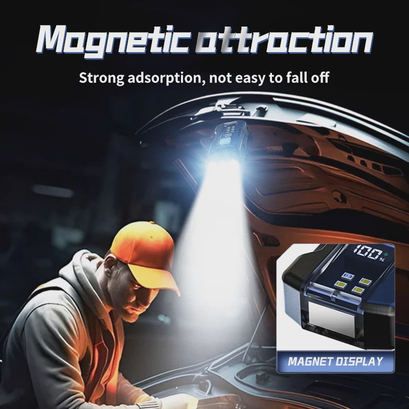 Mini LED Zaklamp USB Oplaadbaar met Batterij Display & Magneet