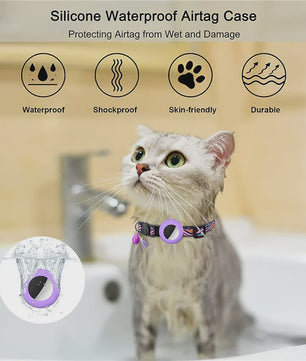 Verstelbare Halsband voor Katten en Puppy's met Airtag Houder en Belletje