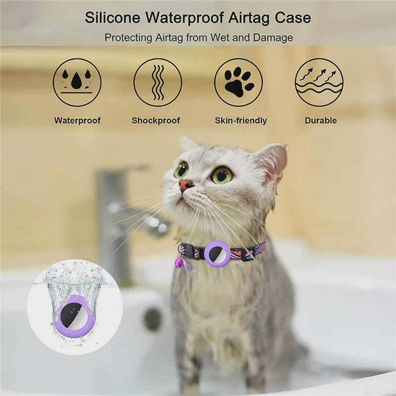 Verstelbare Halsband voor Katten en Puppy's met Airtag Houder en Belletje