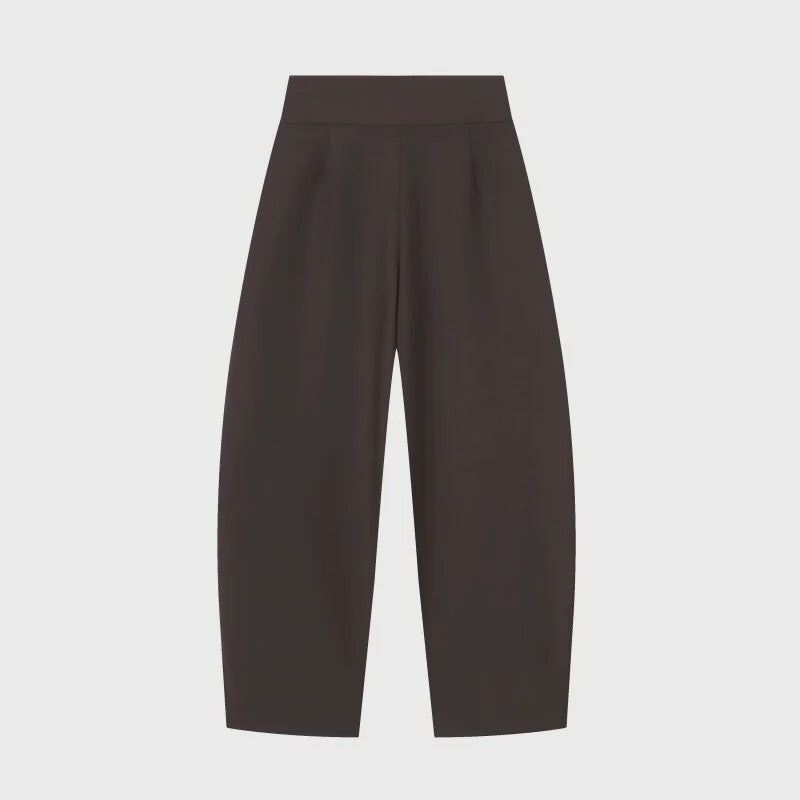 Dames Wide Leg Pantalon met Hoge Taille en Retro Plissé - Casual & Werk
