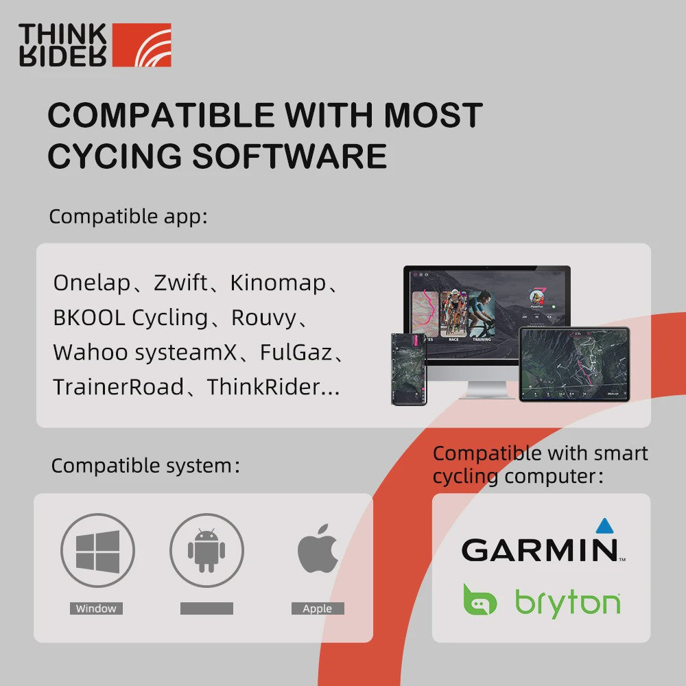 ThinkRider X2Max Smart Bike Trainer met Ingebouwde Powermeter voor MTB & Racefiets