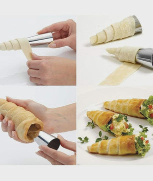 Roestvrijstalen Bakvormen Set: Croissant & Cone Molds voor Thuisgebruik
