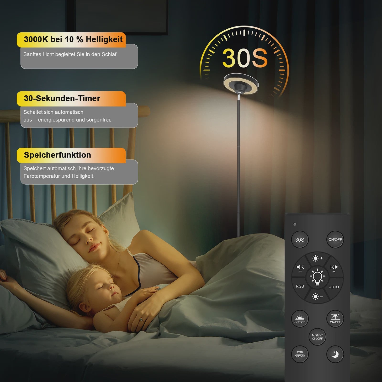 Moderne LED Vloerlamp met Watergolf Effect, RGB & CCT Sfeerverlichting en Leeslamp Functie