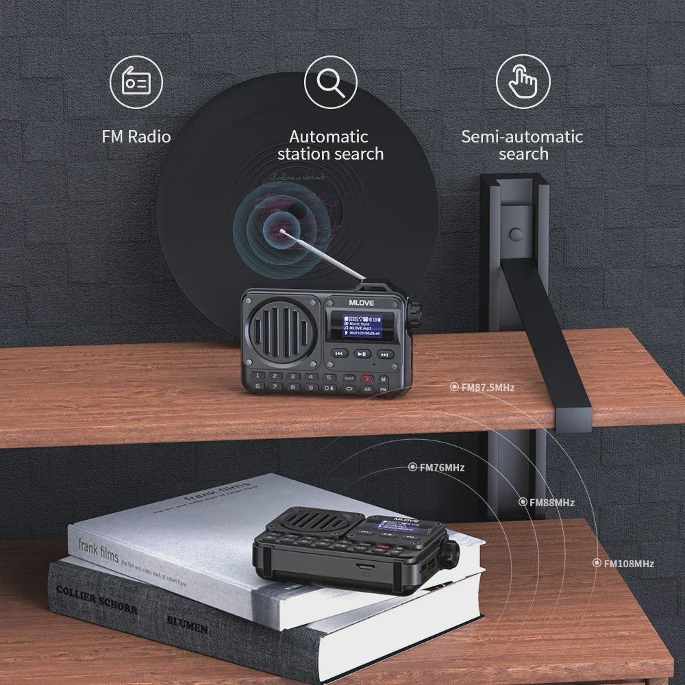 MLOVE BV800 Draagbare Bluetooth Speaker met FM Radio, LCD Scherm, AUX, USB & TF Kaart