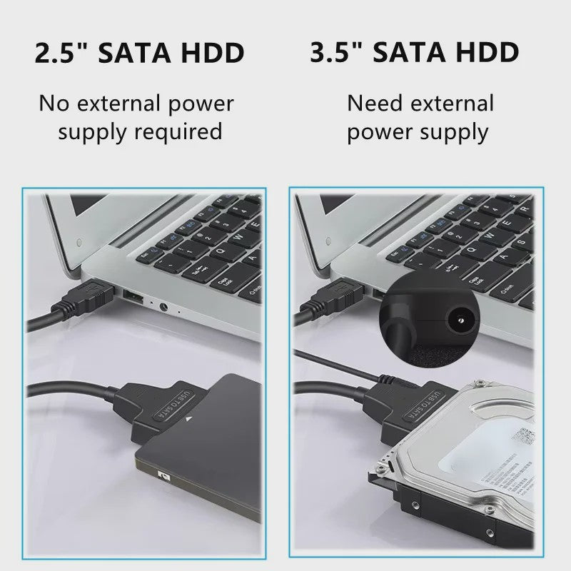SATA naar USB 3.0 Adapter Kabel voor 3.5/2.5 inch HDD/SSD - Ondersteunt UASP & 12V Voeding