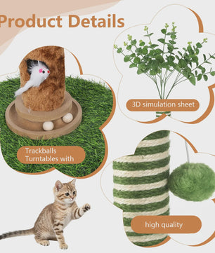 Luxe Kattenkrabpaal met Hangende Bal en Speeltoren - Natuurlijk Sisal Touw