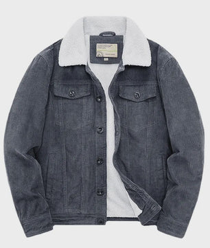Herfst/Winter Corduroy Heren Jas - Warm & Casual Winddicht met Sherpa Voering