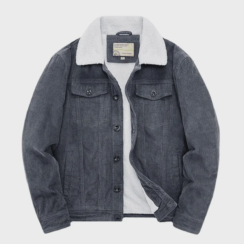 Herfst/Winter Corduroy Heren Jas - Warm & Casual Winddicht met Sherpa Voering