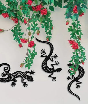 Metalen Gekko Wanddecoratie - Stijlvolle Hagedis Muurkunst voor Woonkamer & Slaapkamer