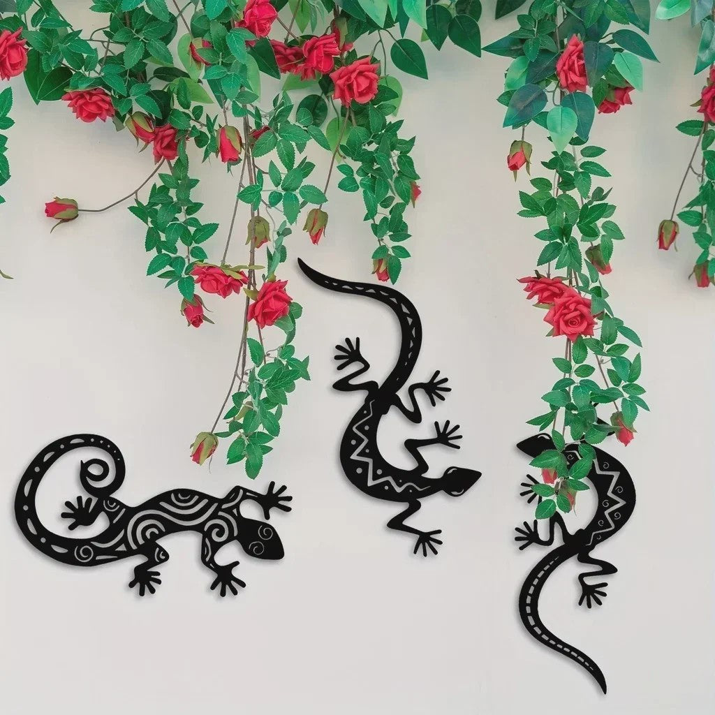 Metalen Gekko Wanddecoratie - Stijlvolle Hagedis Muurkunst voor Woonkamer & Slaapkamer