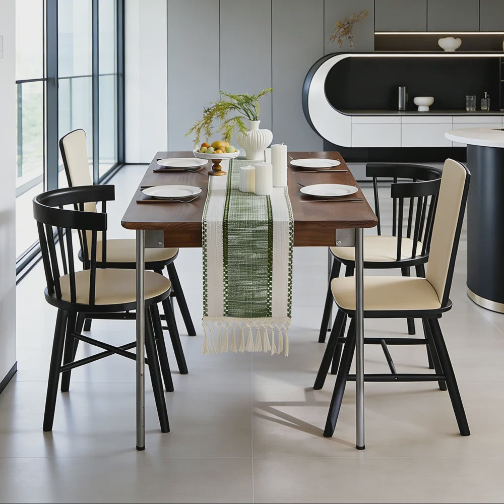 Groene Boho Tafel Runner met Franjes - Handgeweven - Rustiek Lente Decoratie