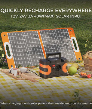 FlashFish EA200 Draagbare Power Station - 200W Pure Sine Wave, Oplaadbaar via Zon/Auto voor Camping & Noodsituaties