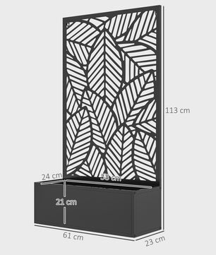 Outsunny Plantenbak met Decoratief Klimrek - Metalen Bloembak op Voet