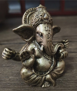 Ganesha Beeldje Bronskleurig - Hindoeïstische God Sculptuur voor Huis & Kantoor Decoratie