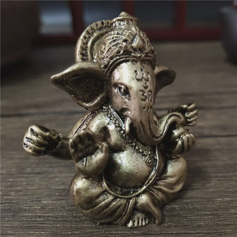 Ganesha Beeldje Bronskleurig - Hindoeïstische God Sculptuur voor Huis & Kantoor Decoratie