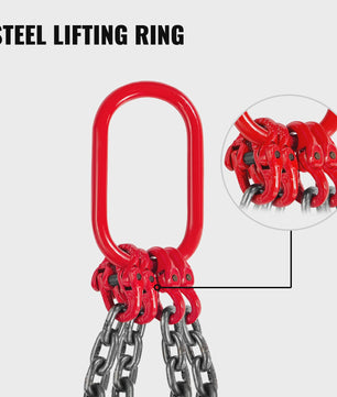 4T 4-delige Kettingtakel 8MM - 2 Meter Lengte - Grade 80 Staal - Hoge Temperatuur Bestendig