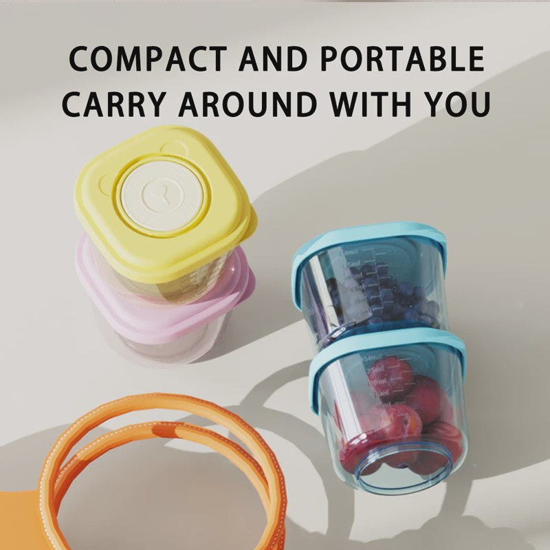 Set van 6 Baby Voeding Bewaarcontainers - PP Materiaal, Stoombaar & Lekvrij, Stapelbare Organizer