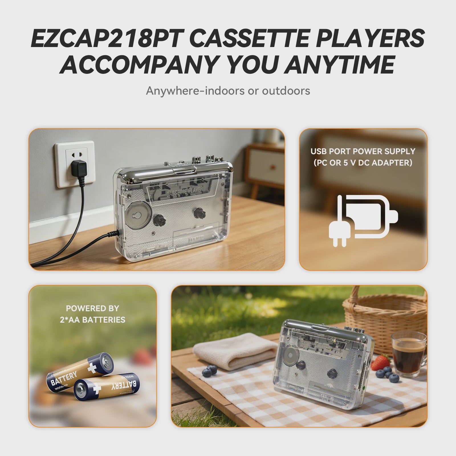 Draagbare Cassette Speler & MP3 Converter - USB Opname & Radio Functie