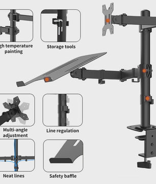 Ergonomische Monitor & Laptop Bureau Mount - Dubbele Arm met 360° Rotatie