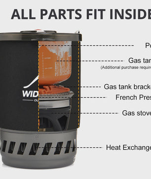 Widesea Draagbare Camping Koffiezetter Set met French Press & Gasbrander 0.9L